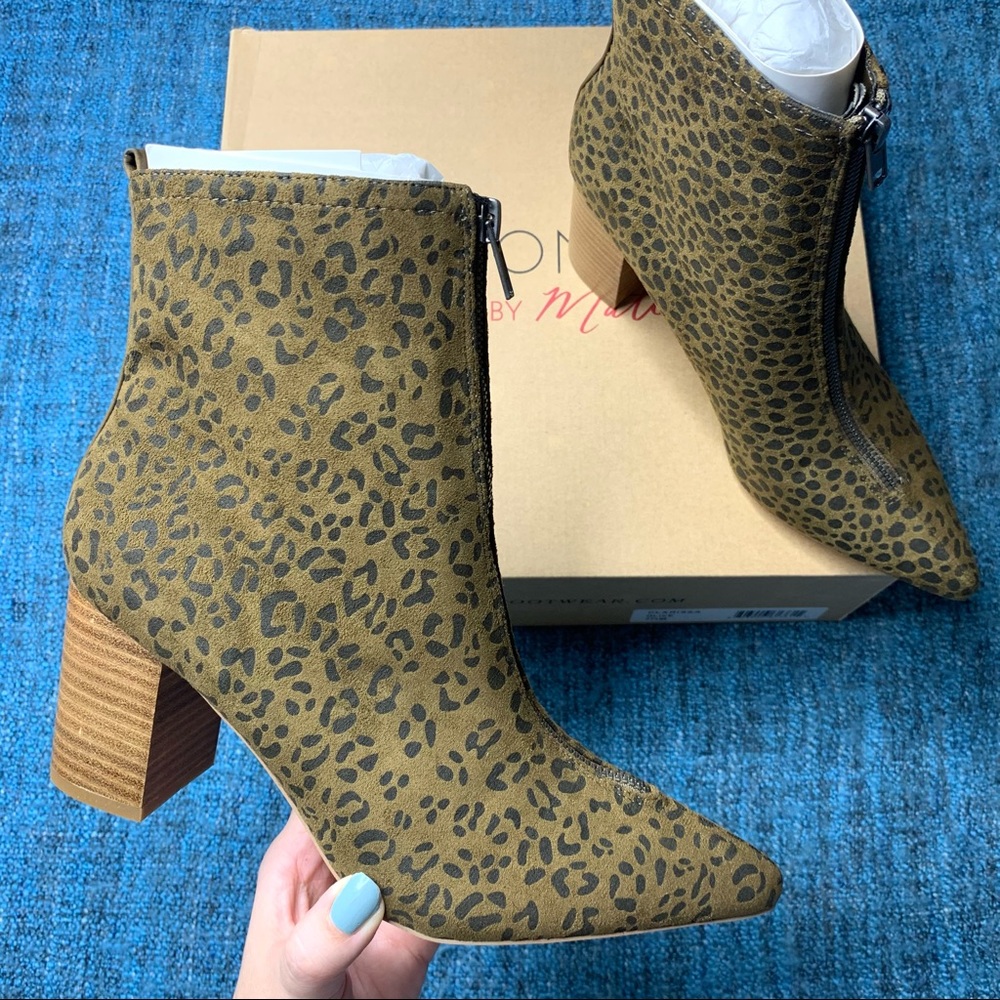 Coconuts By Matisse Clarissa Leopard Print Booties in Olive Women's Size 9.5